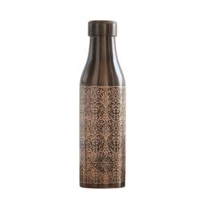IndianArtVilla Botella de cobre puro con diseño antiguo en relieve oscuro con beneficios ayurvédicos, vasos y almacenamiento-900 ML - Product Image 1