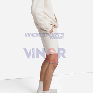 High Street Style Pantalones cortos deportivos para hombre Tamaño XS personalizado Patrón sólido French Terry Cotton Fleece Cintura con cordón Pantalones cortos de cintura media - Product Image 4