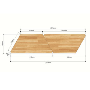 Ensemble de 2 tables trapézoïdales style LEGO en bois de caoutchouc avec pieds en fer, assemblage requis, mobilier scolaire - HBLG003 - Product Image 5