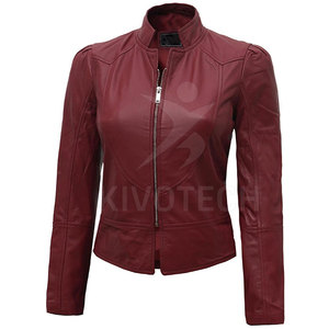 Best Selling Latest Style Women's <b>Winter</b> <b>Leather</b> <b>Jacket</b> Breathable with Stand Collar Knitted Wholesale - Product Image 2