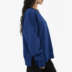 Sweat-shirt oversize pour femme en tissu polaire doux de qualité supérieure, coupe décontractée, confortable pour l'automne et l'hiver, style décontracté urbain, à porter au quotidien - Product Image 5