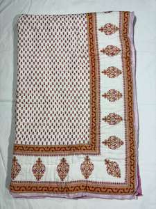 Couette réversible en coton imprimé à la main, design moderne, écologique, toutes saisons, lit double, Jaipuri, 60x90 pouces, couleur marron - Product Image 4