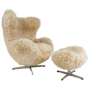 Sillón de piel de oveja tufted estilo vintage para sala de estar, hecho a mano, modelo Forsyth, silla huevo y otomana a medida para uso hotelero, precio de fábrica - Product Image 6