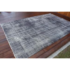 พรมวินเทจขนาดใหญ่ 6x8.9 ฟุต ลายต้นไม้และพืชสีเทาแบบตุรกี - Product Image 2