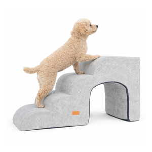 [AllmioPet] Escaleras para Mascotas 3 en 1 Estilo Cueva, 4 Escalones, Gris AMP C4 GR, Escalones Interiores para Perros, Gatos, Cachorros y Gatitos, para Sofá, Cama y Muebles - Product Image 1