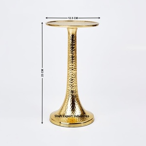 Luxury <b>Gold</b>-Finished Hammered Brass <b>Pillar</b> <b>Candle</b> Holder for Home Christmas Wedding Tabletop Decoration - Product Image 6