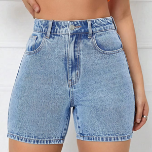 Shorts en jean pour femme, taille haute, respirants, avec boutons et fleurs, extensibles, effet usé, pour le confort et le style - Product Image 6