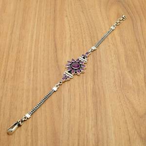 Ruby <b>Boho</b> 925 Sterling Silver Fine Charm <b>Bracelet</b> with Natural Gemstones Minimalist Wedding <b>Bracelet</b> for Gift - Product Image 3