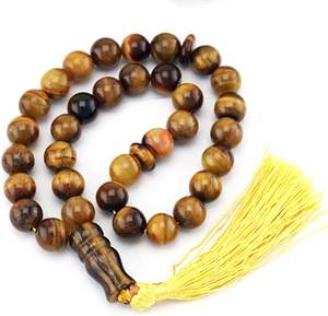 Natural Stone 12mm Yellow Agate Beads 33 Rosary Islamic Muslim Tasbih - Product Image 2