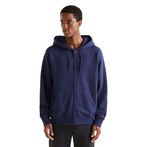 Pull à capuche décontracté 100% coton pour hommes Logo personnalisé Fermeture à glissière Design Loose Regular Fit Winter Fleece Fabric Thermal Hoodies - Product Image 1