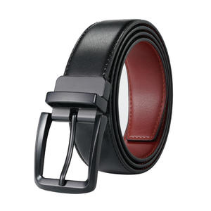Ceinture à boucle ardillon OEM ODM avec logo personnalisé Ceintures en cuir de vachette véritable pour hommes Ceinture de tenue d'affaires réversible double face rotative - Product Image 1