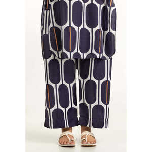 Conjunto Coordinado de Dos Piezas para Mujer, Estampado Dobby Texturizado Azul Marino, Estilo Casual, Largo por Encima de la Rodilla, Tallas XS y XXS, para Ocasiones de Oficina - Product Image 5