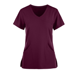 Uniforme d'esthéticienne col en V haut ensembles de gommage pantalon Logo personnalisé tailles couleurs hôpital médical en gros en vrac ensemble de gommage à bas prix - Product Image 5