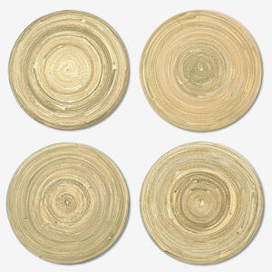 Drinkware accessories natural spun bamboo tea cup coaster with holder set best price coasters - Product Image 2