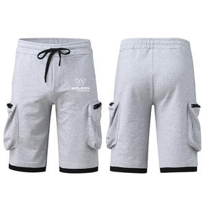 Vente de logo personnalisé pour hommes, short de survêtement cargo brodé pour hommes, short de sport, 100% coton, short de survêtement unisexe pour salle de sport. - Product Image 1