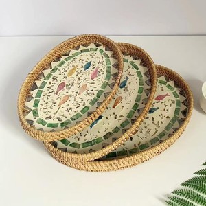 ถาดใส่ไม้ถูพื้นหวายรูปดอกไม้ถาดทรงหอยมุกลายโมเสค - Product Image 4