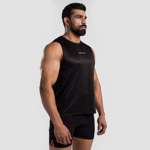 เสื้อกล้ามออกกำลังกาย Stride Gym สีดำ ลาย 3 มิติ ไซส์ XL ผลิตจากผ้าโพลีเอสเตอร์ผสมคอตตอน ระบายอากาศได้ดี สไตล์สตรีท ฮู้ดดี้ สำหรับออกกำลังกาย เพาะกาย ลายพิมพ์ - Product Image 3