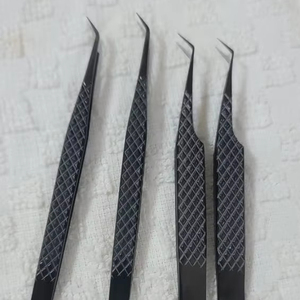Pinzas de extensión de pestañas de precisión personalizables, Punta Lisa puntiaguda en ángulo de 45 grados, fibra de acero inoxidable, volumen antimagnético - Product Image 3