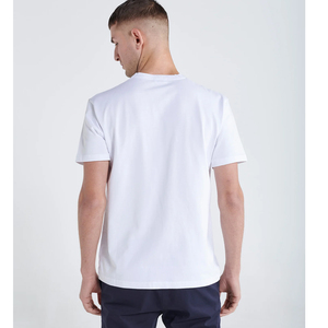 Camiseta al por mayor con logo personalizado, cuello en V, corte ajustado, 100% algodón peinado, poliéster/algodón, blanca lisa, unisex, manga corta - Product Image 4