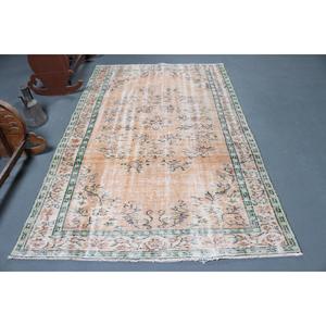 Tapis turc vintage de 5,1 x 8,1 pieds, grand tapis, tapis rayé marron - Product Image 1