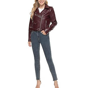 Chaqueta de cuero genuino para mujer con estilo de alta calidad Diseño ajustado Chaqueta de cuero para mujer al por mayor - Product Image 2