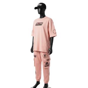 Conjunto de 2 Piezas de Camiseta para Mujer, Jersey de Algodón de Alta Calidad, 240 GSM, Transpirable, Suave al Tacto, Rosa, Talla Grande, con Logotipo Personalizado - Product Image 4