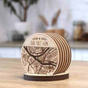 Ensemble de sous-verres décoratifs en bois naturel, sous-verres en bois massif faits à la main pour le café, le thé, la bière, résistants aux rayures, pour la table - Product Image 1