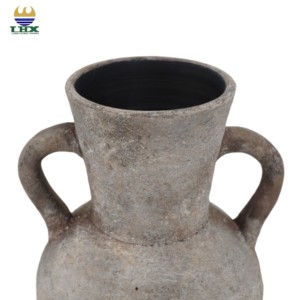 Florero de cerámica Wabi-Sabi de fábrica <span class=keywords><strong>con</strong></span> orejas dobles, jarrón antiguo moderno hecho a mano único, decoración Ideal para flores secas - Product Image 3