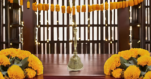 Handheld Brass Ghanti Puja Bell for <b>Mandir</b> Jingle and Christmas Musical Instrument Accessory - Product Image 2