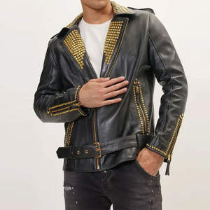 Chaqueta de Cuero para Hombre, Estilo Punk, con Tachuelas, Ropa Urbana, Chaquetas de Cuero al por Mayor, Chaqueta de Cuero Rock Punk para Hombre - Product Image 2