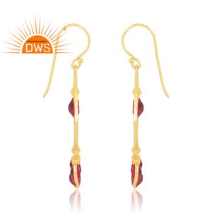 925ทัวมาลีนควอตซ์พลอยสีทอง18K ชุบทองแบบแฟลชไดไลท์แบบคู่ - Product Image 4