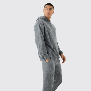 2025 Producto superior Ropa Lavado ácido Jersey Sudadera con capucha y pantalones Personalizar su propio diseño de logotipo Transpirable Lavado ácido Hombres Chándales - Product Image 2