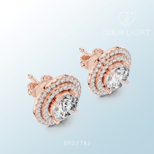 Bulk Supply for Wedding Party Daily Wear Fashion and Export Use IGI Certified Round <b>Cluster</b> Earrings Elegant Jewelry Design - Product Image 2