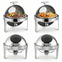Chauffe-Plat Rond Allnice Factory en Acier Inoxydable avec Couvercle Roulant, Bain-Marie Professionnel pour Buffet et Restauration Hôtelière avec Fenêtre en Verre