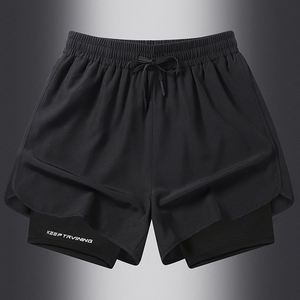 Wholesale <b>Men's</b> Double-Layer Dry Fit Sports <b>Shorts</b> Quick Drying Breathable Running Fitness Casual Mid Waist Hot Pattern - Product Image 6