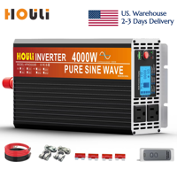 Convertisseur de courant monophasé à onde sinusoïdale pure HOULI, DC 12V/24V vers AC110V, pour usage domestique et automobile, avec prises US