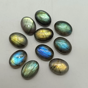 Piedras de labradorita arcoíris con destellos, cabujón ovalado, piedras sueltas con base plana para la fabricación de joyas, 13x18mm, gemas naturales, par. - Product Image 1