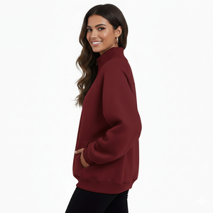 Pull en maille polaire à col montant pour femme, décontracté, surdimensionné, manches longues, haut tendance, confortable, automne-hiver - Product Image 3