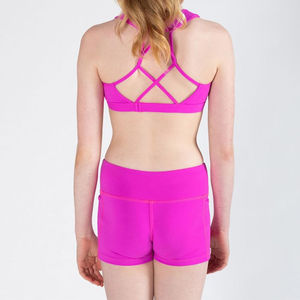 Conjuntos de Yoga y Gimnasio Elásticos en 4 Direcciones Personalizados, Top Deportivo con Tirantes Cruzados Azul Rey, Pantalones Cortos de Cintura Alta, Conjuntos de Fitness para Gimnasio, Precio Económico - Product Image 2