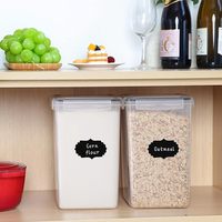Lot de 2 contenants de stockage pour farine et sucre de 6,5 L, boîtes de rangement de grande capacité en plastique de 5,9 QT avec étiquettes, ensemble de cuillères doseuses