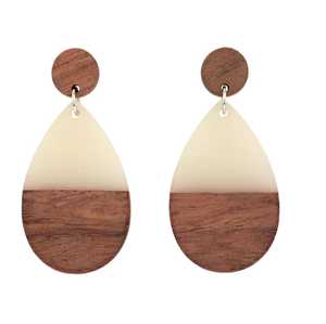 Pendientes de madera de estilo bohemio de verano, juego de resina de madera de Color océano, auricular acrílico para mujer - Product Image 2