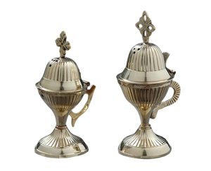 AE กระถางธูปทองเหลืองชุบทองแบบดั้งเดิมธูปทองเหลืองทำด้วยมือ menorah สง่างามที่วางเทียน judaica Hanukkah - Product Image 1