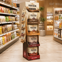 Présentoir en carton ondulé personnalisé pour viande séchée, snacks, viande séchée, aliments, présentoir de vente au détail POP en papier
