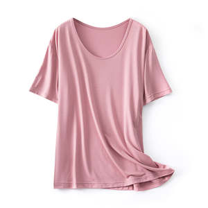 T-shirts courts à col en U avec logo personnalisé pour femmes Maillot respirant en coton doux de créateur Grande taille Service OEM Vente en gros Bangladesh - Product Image 3