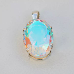 จี้อัญมณีควอตซ์ออร่านางฟ้าธรรมชาติที่สวยงามทันสมัยขนาด12X16มม. รูปไข่925สเตอริงสเตอร์ลิงเครื่องประดับโบฮีเมียนของผู้หญิงที่สง่างาม - Product Image 3