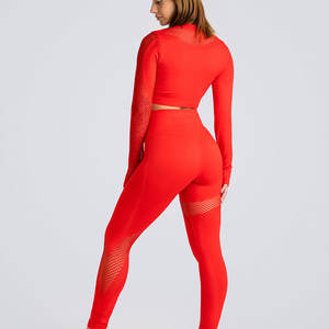 Premium Quality Custom Logo Women's Active Wear Solid <b>Pattern</b> 3-Piece Yoga Set Breathable High Elastic Waist Tops <b>Leggings</b> - Product Image 2