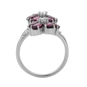 Anillo Romántico de Plata con Rodolita, Diseño Delicado de Flor, Joyería Fina de Platino con Granate Tallado para Boda - Product Image 2