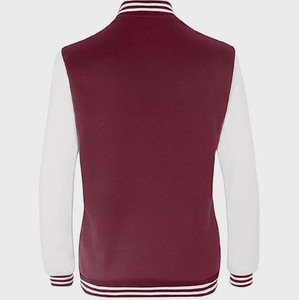 <b>Men</b>’s and Women Premium Maroon Varsity <b>Jacket</b> Classic Athletic Letterman with Contrast <b>White</b> Sleeves - Product Image 2