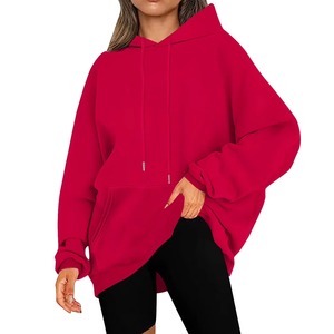 Sourcing Ready Women Winter Long Oversized Hoodie Velour Fabric Puff Sleeve Front Logo Relaxed Casual Fit - Product Image 3