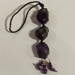Amethyst Crystal Car Hanger with Polished Finish for Protection Stress Relief | Religious Natural Gemstone Rearview Mirror <b>Charm</b> - Product Image 1